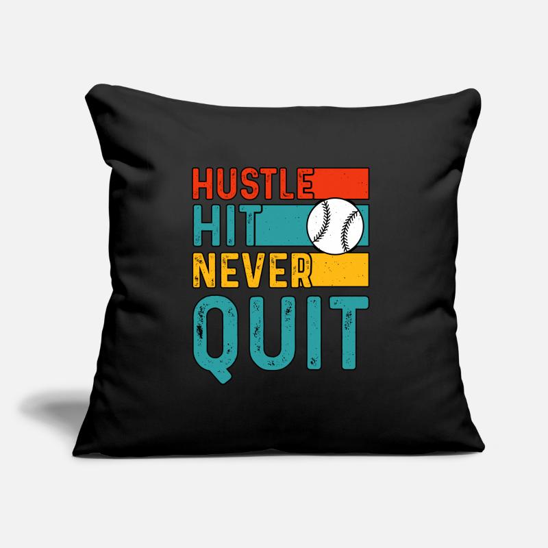 Hustle Hit Never Stop Baseball Sofakissenbezug 45 x 45 cm