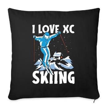 Ski de fond J’adore le ski de fond Sports d’hiver - Housse de coussin décorative 45 x 45 cm - noir - Devant