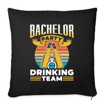 Enterrement de vie de garçon Équipe de consommation d’alcool Bride - Housse de coussin décorative 45 x 45 cm - noir - Devant