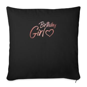 18. Geburtstag Mädchen Rosé Herz - Sofakissenbezug 45 x 45 cm - Schwarz - Vorne