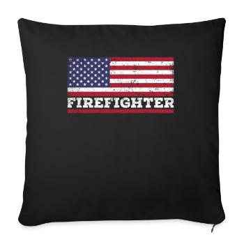 Drapeau des États-Unis Fireman America - Housse de coussin décorative 45 x 45 cm - noir - Devant