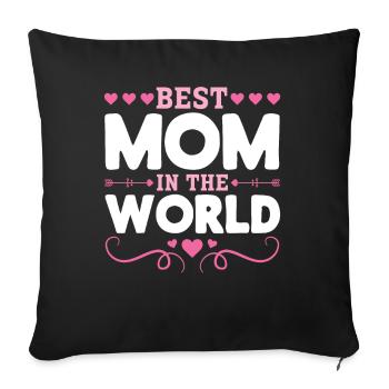Pour la meilleure maman du monde! Pour la fête des mères - Housse de coussin décorative 45 x 45 cm - noir - Devant