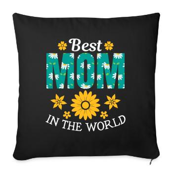 Pour la meilleure maman du monde! Pour la fête des mères - Housse de coussin décorative 45 x 45 cm - noir - Devant
