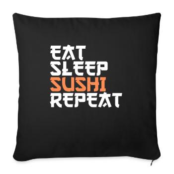 Eating Sleeping Sushi - Sofa pillowcase 17,3'' x 17,3'' (45 x 45 cm) - black - Front