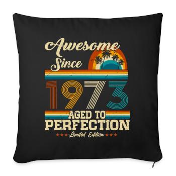 Né en 1973 Vintage Anniversaire Rétro - Housse de coussin décorative 45 x 45 cm - noir - Devant