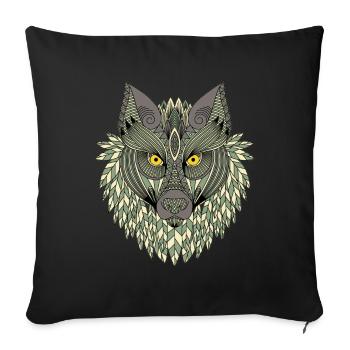 Wolf Forest Wildlife Geometric Todem Wilderness Dog - Housse de coussin décorative 45 x 45 cm - noir - Devant