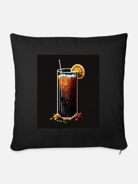 Pixel Art Longdrink - Sofakissenbezug 45 x 45 cm - Schwarz