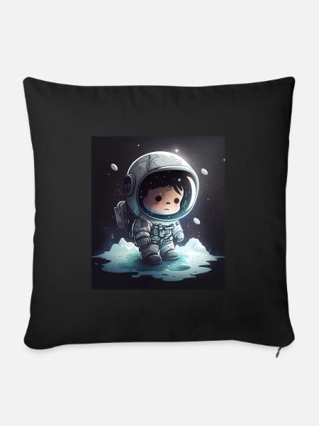 Chibi-Astronaut - Sofakissenbezug 45 x 45 cm - Schwarz