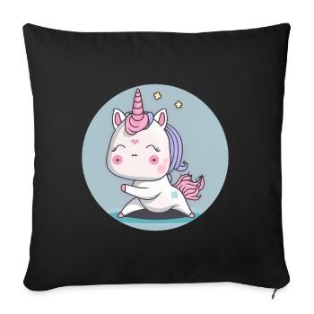 Chibi Yoga Unicorn - Sofa pillowcase 17,3'' x 17,3'' (45 x 45 cm) - black - Front
