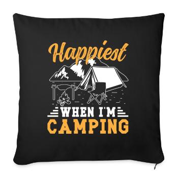 Happiest when i'm Camping - Sofakissenbezug 45 x 45 cm - Schwarz - Vorne