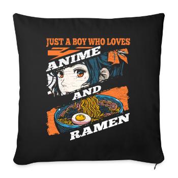 Just A Boy Who Loves Anime Ramen - Sofakissenbezug 45 x 45 cm - Schwarz - Vorne