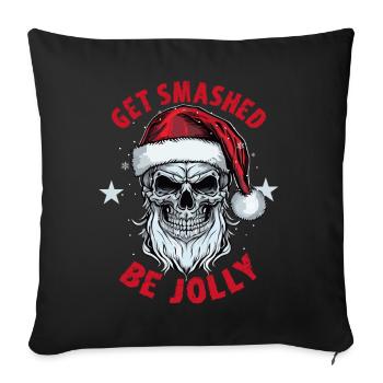 Get Smashed Be Jolly Drunk Santa Claus Skull Chris - Sofa pillowcase 17,3'' x 17,3'' (45 x 45 cm) - black - Front