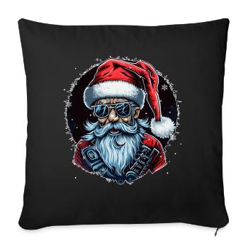 Old Rocker Santa Claus Rock n Roll Metal Christmas - Sofakissenbezug 45 x 45 cm - Schwarz - Vorne