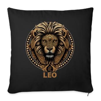 Symbole astrologique du zodiaque Lion Constellation - Housse de coussin décorative 45 x 45 cm - noir - Devant