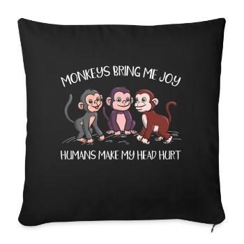 Animal Monkey Wildlife Monkey Whisperer - Sofa pillowcase 17,3'' x 17,3'' (45 x 45 cm) - black - Front