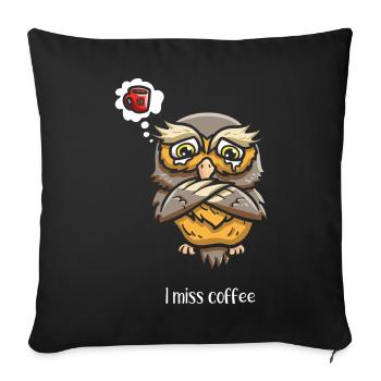 Coffeeholic Owl Whisperer - Sofa pillowcase 17,3'' x 17,3'' (45 x 45 cm) - black - Front