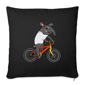 Tapir Bike Riding Bike Gift Kids Tapir - Sofa pillowcase 17,3'' x 17,3'' (45 x 45 cm) - black - Front