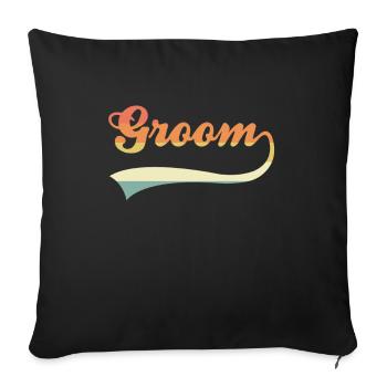 Lettrage de marié rétro - Housse de coussin décorative 45 x 45 cm - noir - Devant