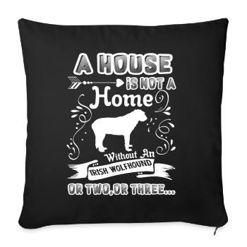 Irish Wolfhound Home Without Irish Wolfhound - Sofa pillowcase 17,3'' x 17,3'' (45 x 45 cm) - black - Front