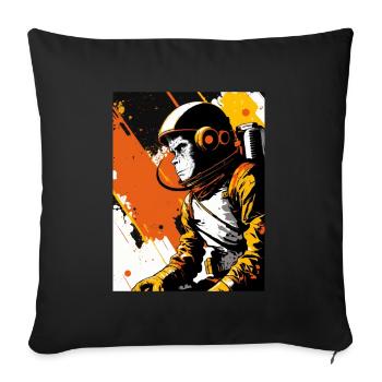 Monkey Astronaut - Sofa pillowcase 17,3'' x 17,3'' (45 x 45 cm) - black - Front