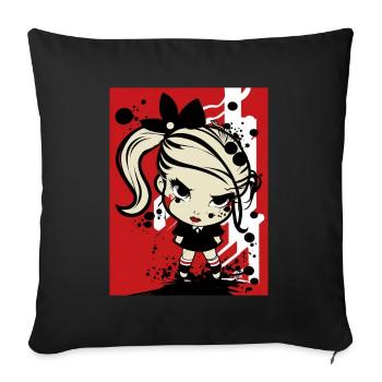 Fille rebelle du pop art - Housse de coussin décorative 45 x 45 cm - noir - Devant