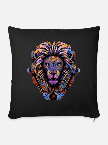 Colorful Lion Head Pop Art Zodiac Sign Leo Astrolo - Sofakissenbezug 45 x 45 cm - Schwarz