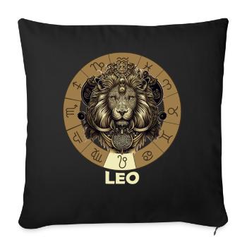 Lion Head Zodiac Leo Astrology Lion Horoscope Star - Sofa pillowcase 17,3'' x 17,3'' (45 x 45 cm) - black - Front
