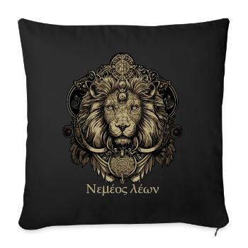 Tête de Lion de Némée Mythologie grecque antique Léo Zodia - Housse de coussin décorative 45 x 45 cm - noir - Devant