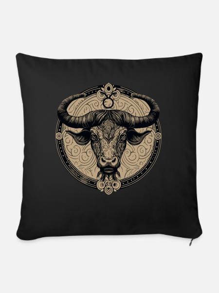 Zodiac Sign Taurus Horoscope Mandala Bull Astrolog - Sofakissenbezug 45 x 45 cm - Schwarz