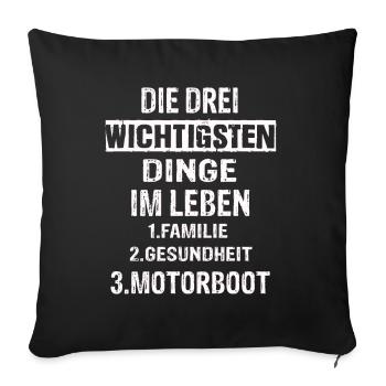 Motorboot - Sofakissenbezug 45 x 45 cm - Schwarz - Vorne