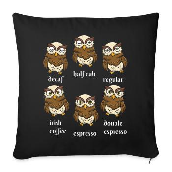 Observation des oiseaux Buveurs de caféine - Housse de coussin décorative 45 x 45 cm - noir - Devant