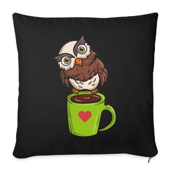 Owl Night Bird Caffeine Lovers - Sofa pillowcase 17,3'' x 17,3'' (45 x 45 cm) - black - Front