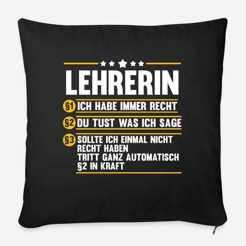 Schullehrerin Lehrerin - Sofakissenbezug 45 x 45 cm - Schwarz