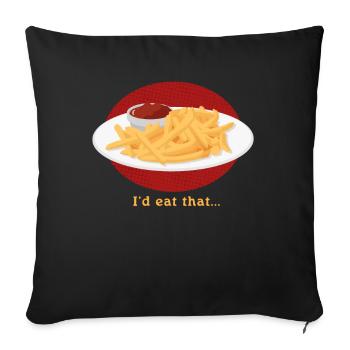 Frites frites frites restauration rapide restauration rapide cadeau - Housse de coussin décorative 45 x 45 cm - noir - Devant