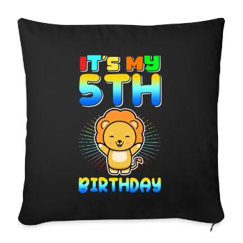 5. Geburtstag | 5 Jahre alt Geschenkidee Geschenk - Sofakissenbezug 45 x 45 cm - Schwarz - Vorne