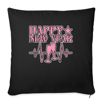 Happy New Year! - Sofa pillowcase 17,3'' x 17,3'' (45 x 45 cm) - black - Front