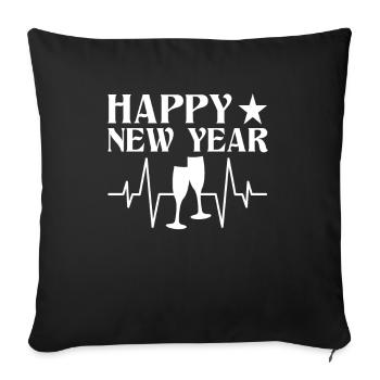 Happy New Year! - Sofa pillowcase 17,3'' x 17,3'' (45 x 45 cm) - black - Front