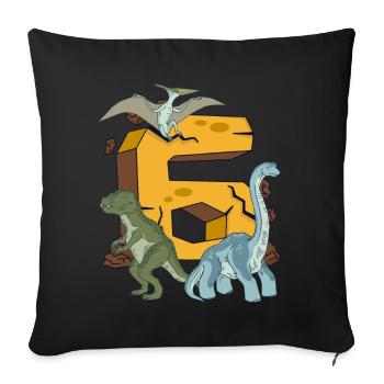Dinosaurier Geburtstagsshirt 6 Jahre Junge Kinder - Sofakissenbezug 45 x 45 cm - Schwarz - Vorne