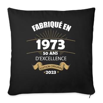 Fabriqué En 1973 Né En 1973 50 Ans Anniversaire - Housse de coussin décorative 45 x 45 cm - noir - Devant