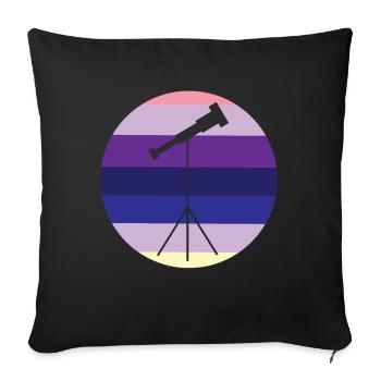 Retro Astronomer Stars Moon Galaxy - Sofa pillowcase 17,3'' x 17,3'' (45 x 45 cm) - black - Front