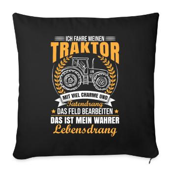 Ich Fahre Meinen Traktor - Sofakissenbezug 45 x 45 cm - Schwarz - Vorne