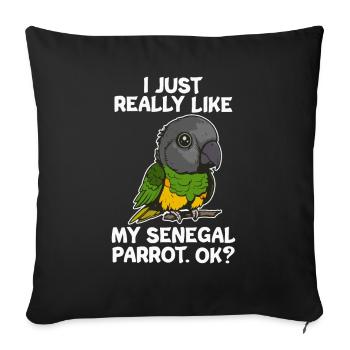 Senegal Parrot Carrot Parrot Kawaii - Sofa pillowcase 17,3'' x 17,3'' (45 x 45 cm) - black - Front