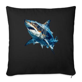 Géométrique Tête de Requin Polygonale abstraite - Housse de coussin décorative 45 x 45 cm - noir - Devant