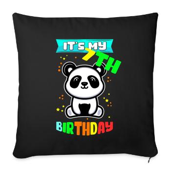 7. Geburtstag 7 Jahre alt Geschenkidee Geschenk - Sofakissenbezug 45 x 45 cm - Schwarz - Vorne