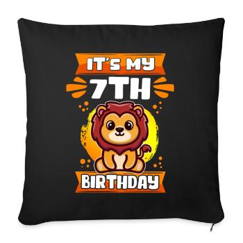 7. Geburtstag | 7 Jahre alt Geschenkidee Geschenk - Sofakissenbezug 45 x 45 cm - Schwarz - Vorne