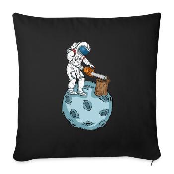 Astronaute Tronçonneuse Hommes Arboriculteur Bûcheron - Housse de coussin décorative 45 x 45 cm - noir - Devant
