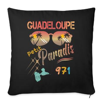 idee cadeau guadeloupe petit paradis 971 gwada - Housse de coussin décorative 45 x 45 cm - noir - Devant