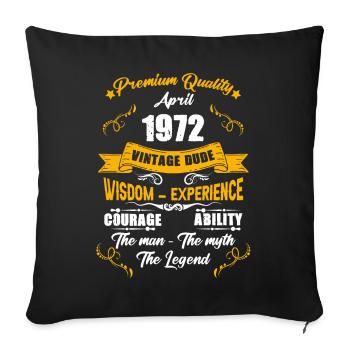 Avril 1972 Cadeau d’anniversaire vintage - Housse de coussin décorative 45 x 45 cm - noir - Devant