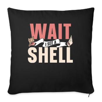 Wait I see a shell collecting shells - Sofa pillowcase 17,3'' x 17,3'' (45 x 45 cm) - black - Front