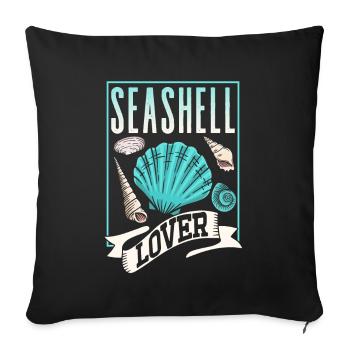 Amoureux des coquillages Collecteurs de coquillages Collecte de coquillages - Housse de coussin décorative 45 x 45 cm - noir - Devant